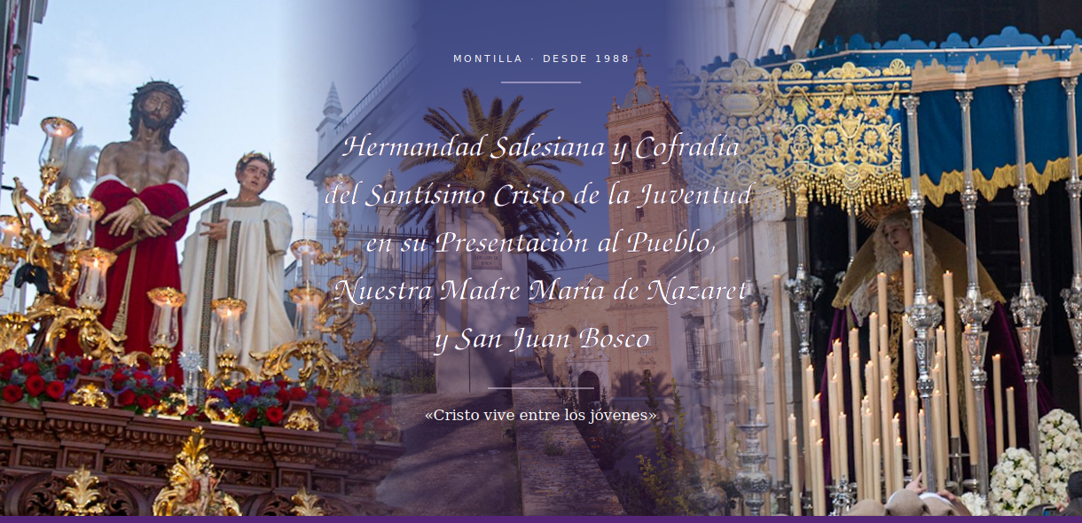 Cristo de la Juventud y María de Nazaret con la parroquia de Santiago de Montilla en el centro